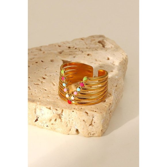 Candy Skies Decorative Enamel V-Shaped Open Ring - Picture 4 of 7